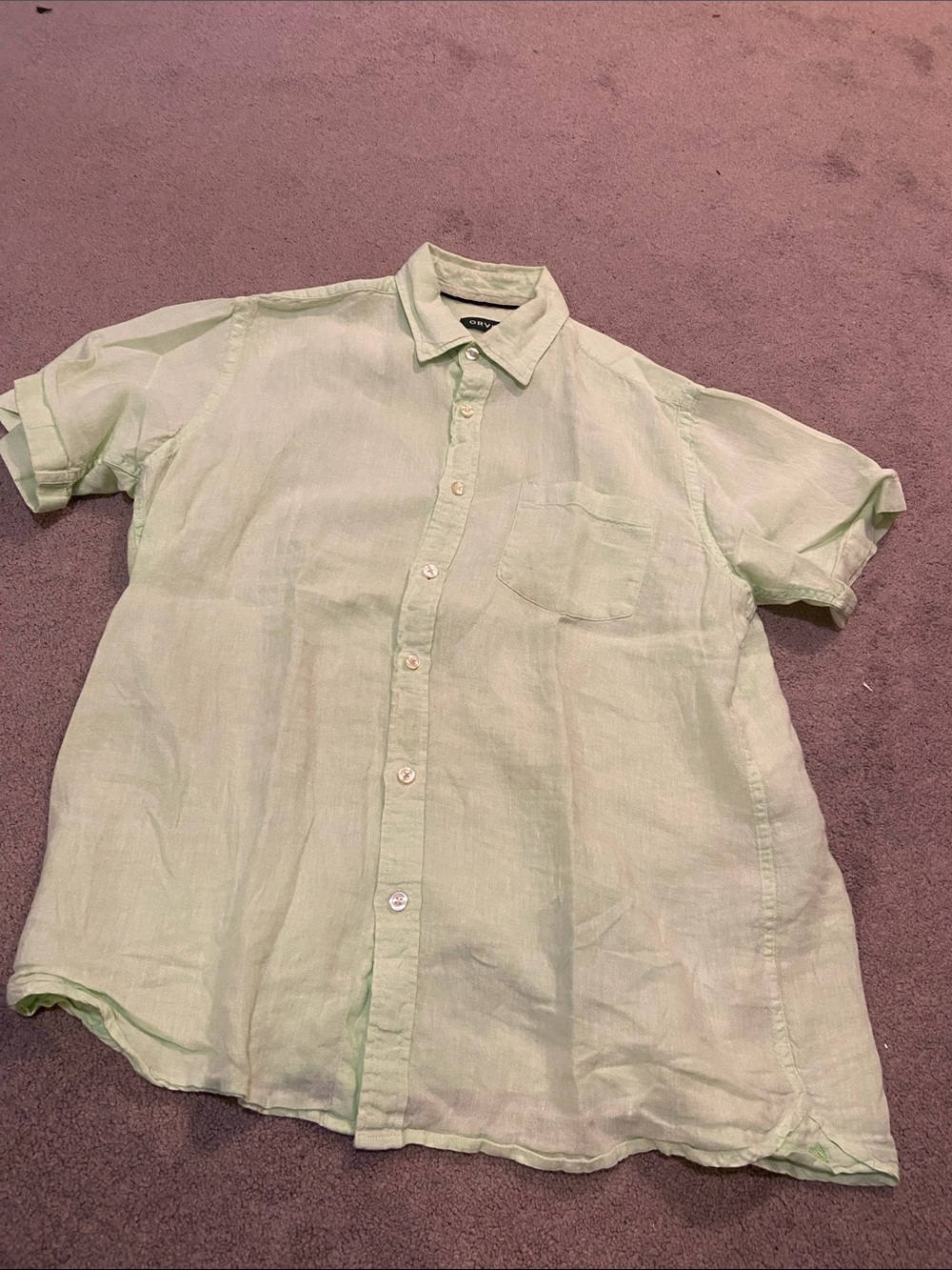 Orvis Light Green Short-Sleeve Linen Button-Down Shirt